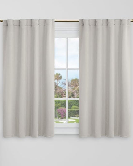 BGment 40 Inch Length Blackout Curtains for Cafe - 38 x 40 inch Short Window Curtains Rod Pocket and Back Tab Thermal Insulated Room Darkening Curtains for Kitchen Bathroom, 2 Panels, Natural Camel