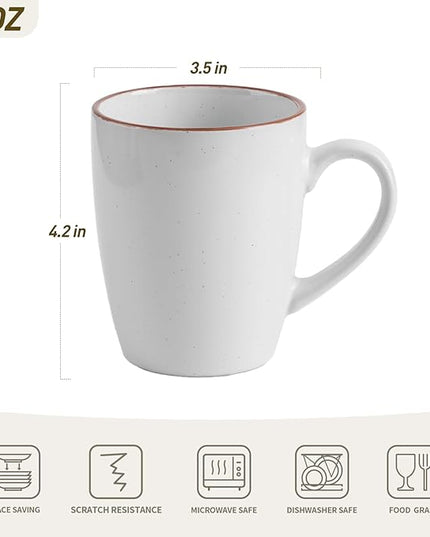 famiware Venus Coffee Mugs for 4, 12 oz Mug Set, Dringking Cup with Handle for Coffee, Tea, Cocoa, Milk, White
