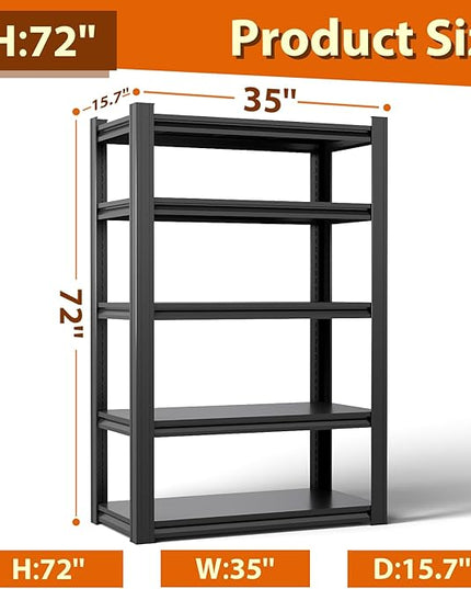 Heavy Duty Storage Shelves Unit, Adjustable Metal Garage Shelving,3500LBS Garage Storage Industrial Shelves,Storage Racks,Steel Shelf Suitable for Shop,Warehouse,Basement