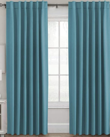 H.VERSAILTEX Blackout Curtains Thermal Insulated Window Treatment Panels Room Darkening Blackout Drapes for Living Room Back Tab/Rod Pocket Bedroom Draperies (2 Panels, Storm Blue, 52 x 84 Inch)