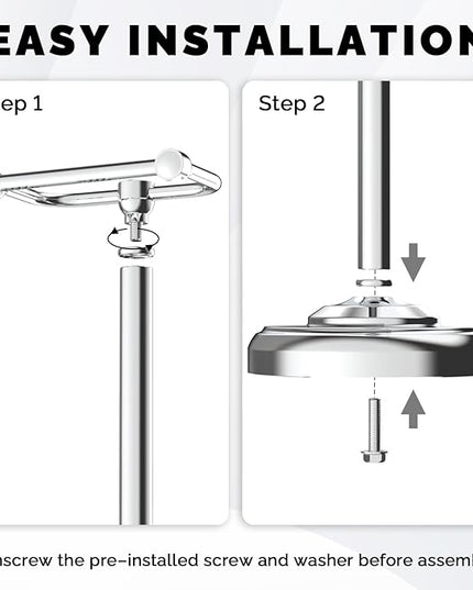Toilet Paper Holder Stand, Polished Chrome Toilet Paper Holder Free Standing, Post Pivoting Design & Stable Weighted Base SUS304 Stainless Steel for Bathroom(Mega Roll)