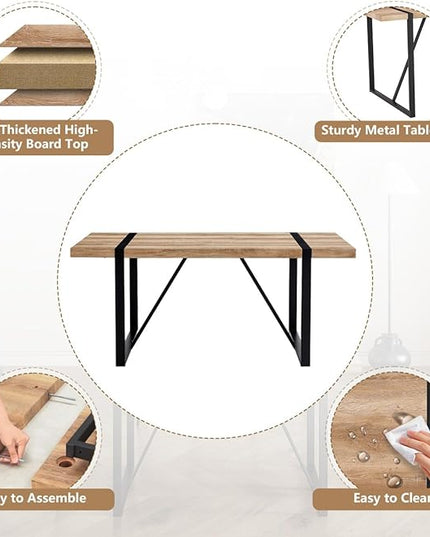 Dining Table Set for 8，9 Piece Dining Table Set，71'' Kitchen Table and Suede Nap Fabic Chairs Set of 8，for Kitchen Dining Room