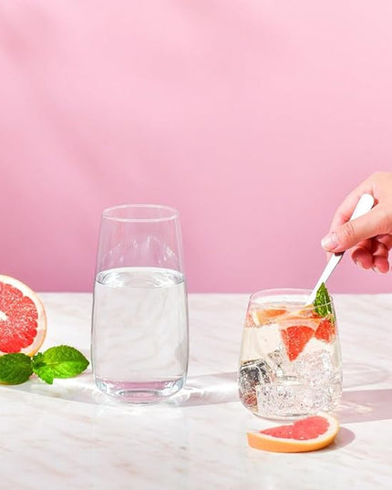 Krosno glasses for water, juices and other beverages | Elegant design | Set of 6 | Capacity 14.2 Fl Oz | Modern collection | Ideal for the home, restaurant, parties | Dishwasher-safe