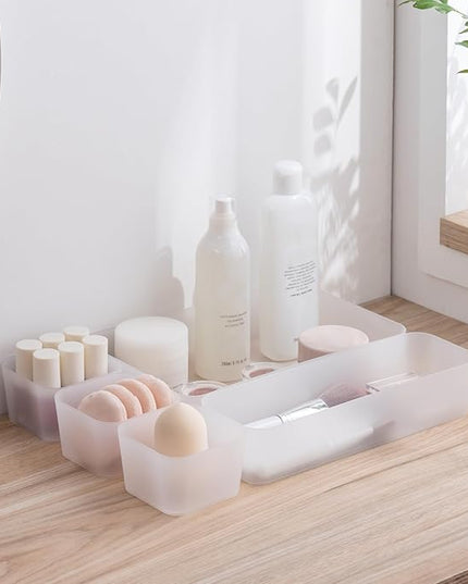Poeland 5 Pcs Drawer Organizer Tray Storage Box for Bedroom Nightstand Drawer Dresser Bathroom Kitchen Drawer, Frosted