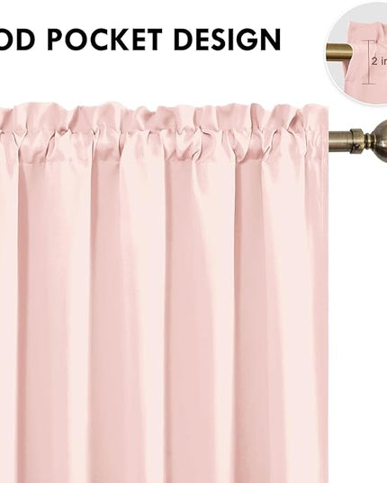 DWCN Blackout Curtains for Living Room Thermal Insulated, Energy Saving & Noise Reducing Bedroom Curtains, Blush Pink, W 70x L 84 Inch, Set of 2 Rod Pocket Curtain Panels