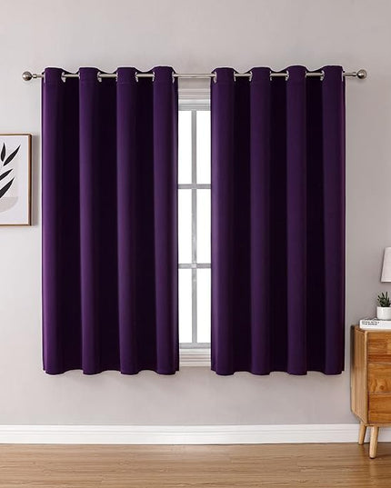 ChrisDowa Grommet Blackout Curtains for Bedroom and Living Room - 2 Panels Set Thermal Insulated Room Darkening Curtains (Royal Purple, 52W x 54L)