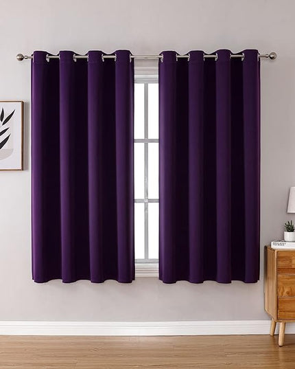 ChrisDowa Grommet Blackout Curtains for Bedroom and Living Room - 2 Panels Set Thermal Insulated Room Darkening Curtains (Royal Purple, 52W x 45L)