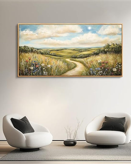 PHAOHUAXM Large Canvas Wall Art For Living Room Wall Decor For Bedroom Wall Painting Ink-Wash Landscape Farmhouse Office Restaurant Print Pictures Art Home Decor Ready To Hang Wood Framed 24"X48"