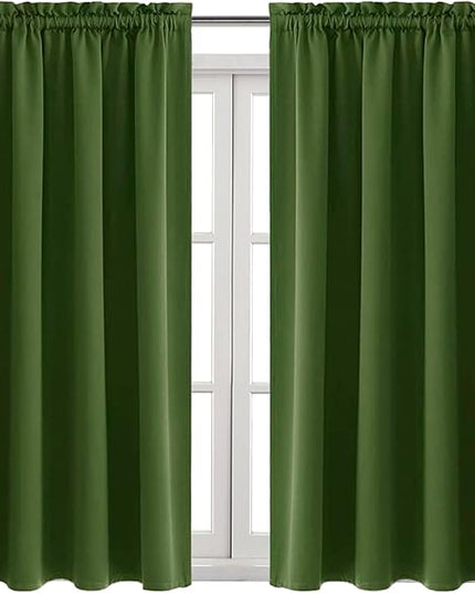 DWCN Olive Green Room Darkening Blackout Curtains - Thermal Insulated Privacy Energy Saving Window Curtain Drapes 52 x 45 inch Length, Set of 2 Bedroom Living Room Curtains