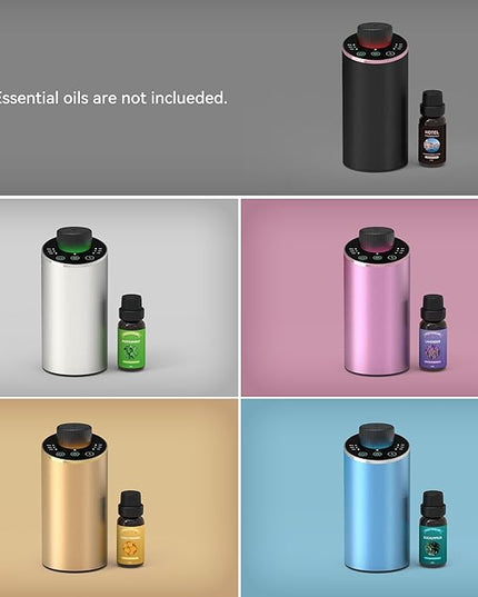 Waterless Essential Oil Diffuser Scent Aromatherapy Diffusers for Home Large Room, Car, Office, Portable Battery Operated Cordless Air Freshener, 4 Timers & 3 Mist Levels, 100ml Capacity (Pink)