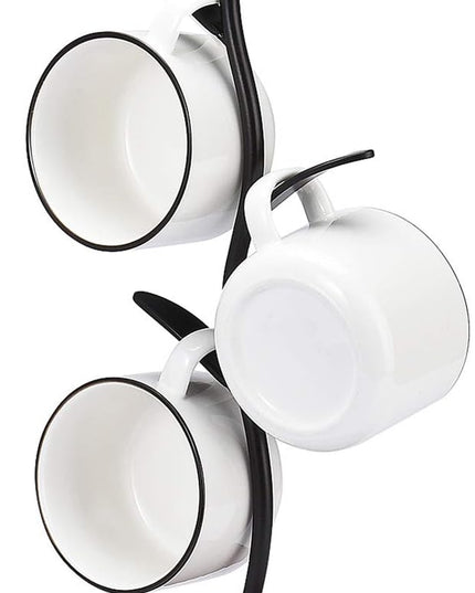 ALLCENER Mug Holder, Countertop Mug Tree, Coffee Mugs & Tea Cup Storage Rack, Coffee Counter Bar Accessory & Kitchen Organizer, Black (single row)