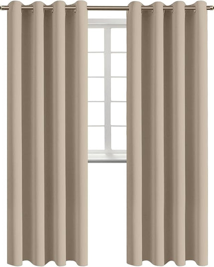 BGment Blackout Curtains - Grommet Thermal Insulated Room Darkening Bedroom and Living Room Curtains, Set of 2 Panels (55 x 96 Inch, Sand)