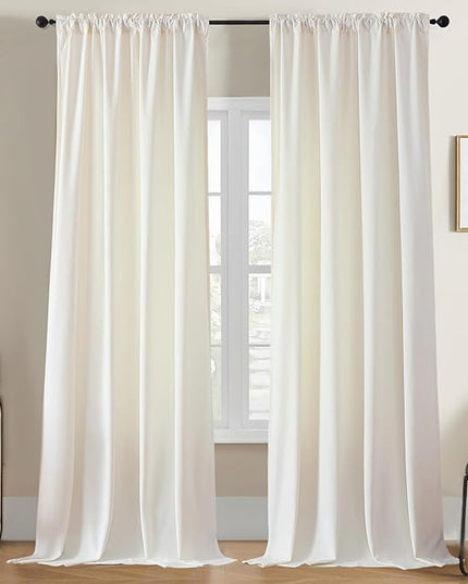 Joydeco Customized Velvet Curtains for Bedroom and Living Room, Heavy Duty Luxury Thermal Insulated White Velvet Curtains Rod Pocket 1 Panel, Custom Size