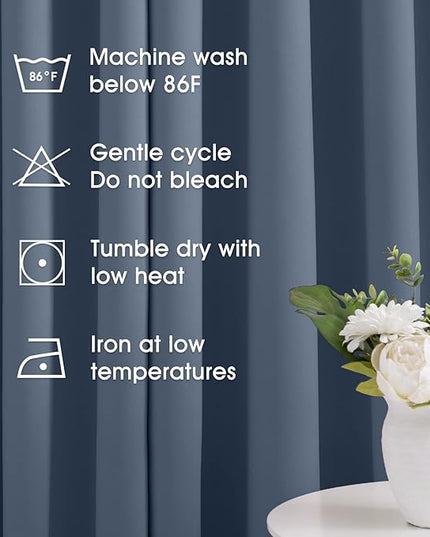 HOMEIDEAS Stone Blue Blackout Curtains 52 X 96 inches Long 2 Panels Room Darkening Bedroom Window Curtains, Grommet Fall Curtains for Living Room
