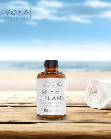 Levona Scent Essential Oils for Diffusers for Home: Miami Dreams Hotel & Home Luxury Scents Fragrance Oil - Aroma Oil with Notes of Bergamot Oil & Pine Essential Oil -500 Ml Scented Oils for Diffuser