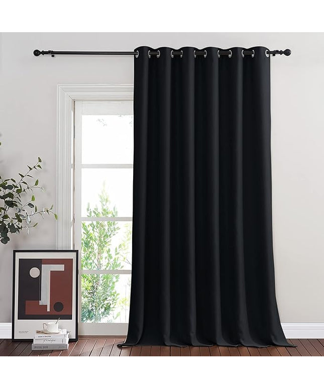 NICETOWN Black Out Sliding Door Curtain 102 inches Long, Grommet Thermal Insulated Patio Door Curtains Room Divider Drape Window Treatment for Bedroom/Living Room, 1 Panel, W80 x L102