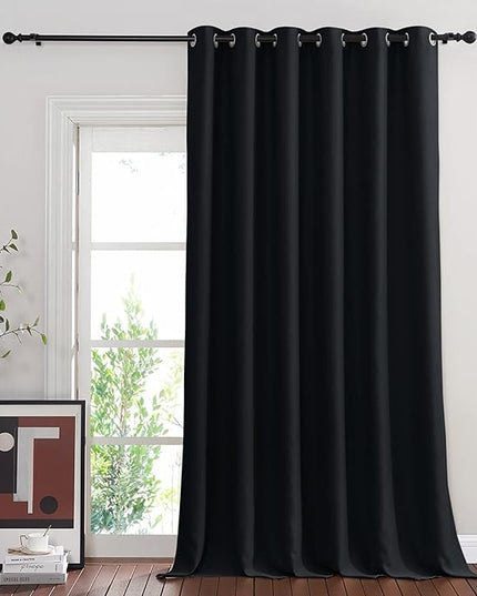 NICETOWN Black Out Curtain for Sliding Glass Door, Grommet Thermal Insulated Sound Reducing Window Treatment Weighted Wide Draperies for Bedroom/Living Room (W80 x L90, 1 Panel)