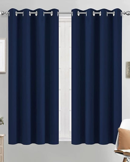 Yakamok Blackout Curtains Room Darkening Thermal Insulated Grommet top Window Curtains for Living Room, 52 x 54 inch, Navy Blue, 2 Panels