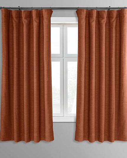 HPD Half Price Drapes Bellino Room Darkening Curtains 63 Inches Long Curtains for Bedroom & Living Room (1 Panel), 50W x 63L, Persimmon