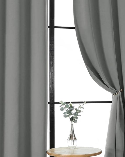 Gwine Light Grey Blackout Curtains for Living Room 72 inches Long, Noise Reducing Room Darkening Window Treatment Curtains for Bedroom, Farmhouse Decor with Rod Pocket, Each 40" Wx72 L,2PCS