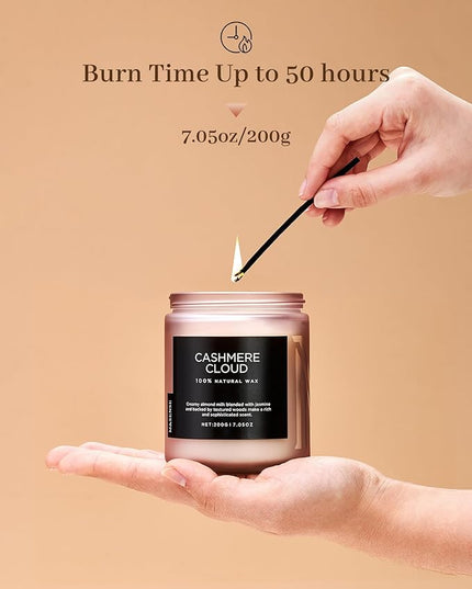 M&SENSE Creamy Almond Milk Scented Candles, Organic Natural Soy Wax Clean Non Toixc 7.05oz 50 Hour Slow Burning Candle for Bedroom Kitchen Home Decor, Housewarming Gifts for Women Men