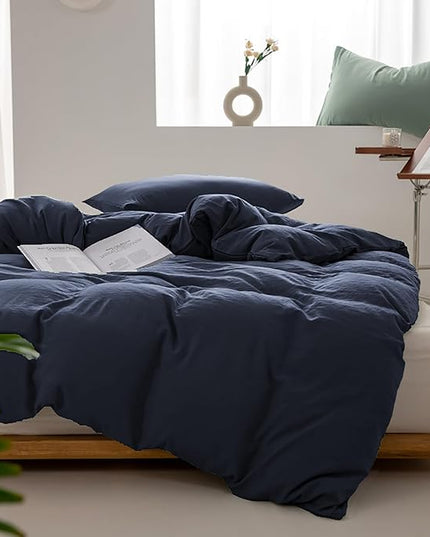 Luxlovery Navy Comforter Set Twin Modern Solid 3 Piece Bedding Sets Comfy Soft Blanket Quilts Lightweight Bedding Comforter Set for Women Boys Men Teens Adults