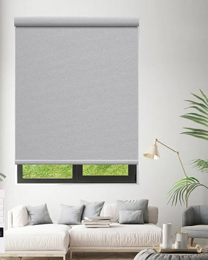 Zshine Motorized Blackout Window Blinds Customize Width (23-95 Inches) Remote Control Wireless and Rechargeable Roller Shades Blinds for Windows, Home, Office, Hotel, Club, Restaurant(82141G)
