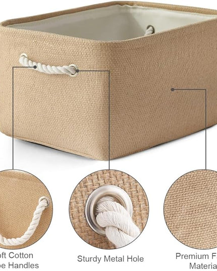 TheWarmHome Organization and Storage Bin for Shelves - Large 3 Pack 16x12x8 inch Storage Basket for Organizing, Canves Storage Cubes for Organizer Toy Closet Cloth Gift (Beige)