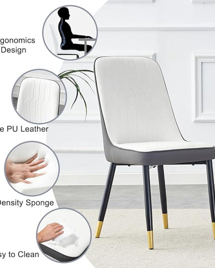 Dinner Table Set for 6, 7 Piece Dining Table Set with Chairs, 63" Faux Marble Modern Table with 6 PU Leather Upholstered Chairs, for Kitchen & Dining Room