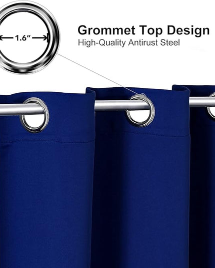 ChrisDowa Blackout Curtains 108 Inches Long 2 Panels Set for Living Room, Grommet Thermal Insulated Room Darkening Curtains for Bedroom (Royal Blue, 52 x 108 Inch)