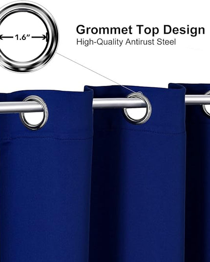 ChrisDowa Grommet Blackout Curtains for Bedroom and Living Room - 2 Panels Set Thermal Insulated Room Darkening Curtains (Royal Blue, 52W x 72L)