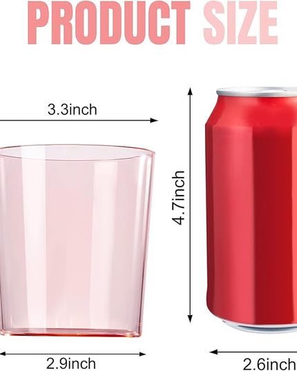 Liacere Plastic Drinking Glasses (Set of 12) 14 oz Pink Reusable Plastic Glasses Colors，Kitchen Water Glasses Cup,Bar Tumbler Glassware Set for Beer, Juice, Cocktail, Whiskey for Valentine’s Day