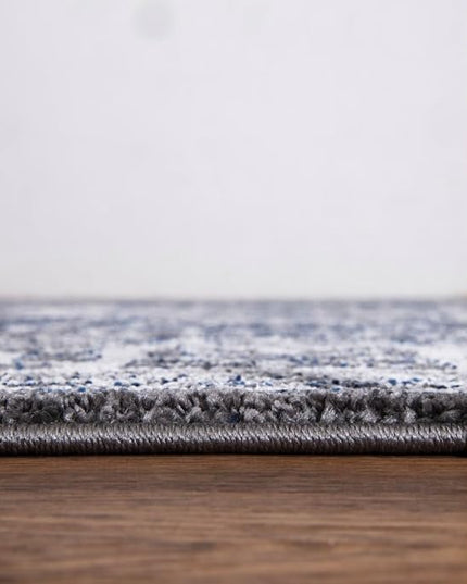 Keen Home Design Area Rugs - Non-Shedding, Thick Pile Abstract Rugs for Kitchen, Living Room, Bedroom, Dining Room, Entryway (Medallion Grey/Blue/Cream, 5'3'' x 7'7'')