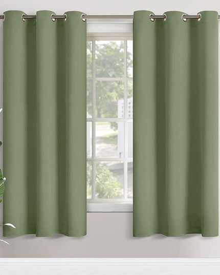 YoungsTex Olive Green Room Darkening Curtains for Living Room 72 Inches Length - Thermal Insulated with Grommet Blackout Window Drapes for Bedroom, 2 Panels, 42 x 72 Inch