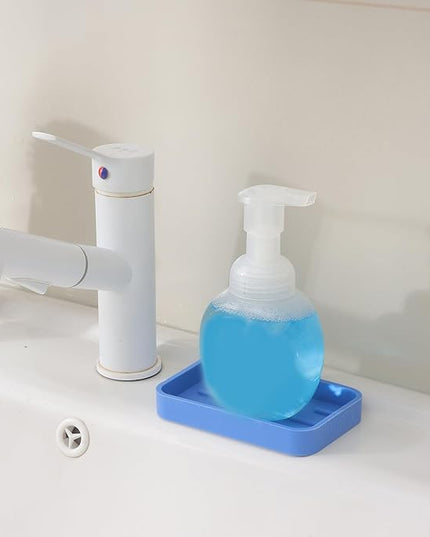 Silicone Kitchen Sink Organizer Tray for Multiple Usage,Easy Clean Sponges Holder for Kitchen Bathroom Counter or Sink,Dish Soap Dispenser,Scrubber,Bottle,Cup Lichen Blue 4.9”x 3.2”