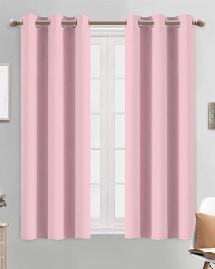 Yakamok Blackout Curtains Room Darkening Thermal Insulated with Grommet Window Curtain for Bedroom, 38Wx54L inch, Pink, 2 Panels