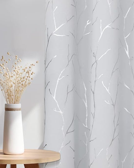 BUHUA Short Curtains 40 inches Long, Black Out RV Bunk Panels, Kitchen Window Curtains Over Sink, Thermal Insulating Blackout Drapes for Small Window (2 Panels, Greyish White, 38 inches Wide)
