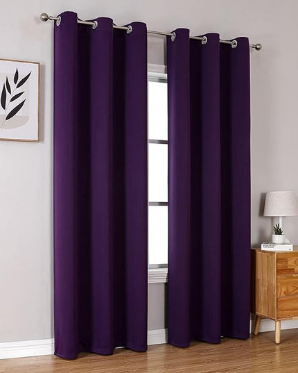 ChrisDowa Grommet Blackout Curtains for Bedroom and Living Room - 2 Panels Set Thermal Insulated Room Darkening Curtains (Royal Purple, 42W x 84L)