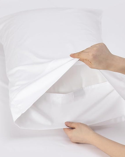 Bedsure Cooling Sheets Twin XL, Rayon Derived from Bamboo, Breathable & Soft Twin XL Sheet Sets, Deep Pocket Up to 16 Inches, Hotel Luxury Silky Dorm Bedding for Hot Sleepers, White