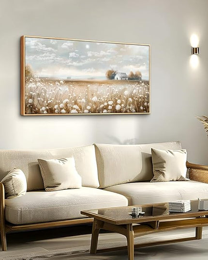 ERQINHUA Canvas Wall Art For Living Room Wall Decor White Flowers Landscape Painting Decor Dining Room Bedroom Bathroom Kitchen Room Wall Artwork Prints Painting For Home Decor Wood Frame 20x40 In