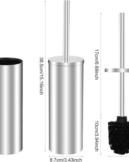 Toilet Brush and Holder Set - Stainless Steel Toilet Bowl Brush and Holder (Silvery)
