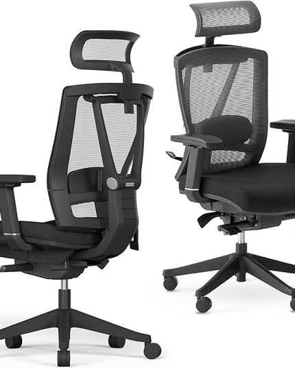 AUTONOMOUS ErgoChair Pro Ergonomic Office Chair Foam Black Adjustable Lumbar Support, Rolling Swivel - Home office Desk Chairs with Wheels and Arms - Ergonomic Desk Chair Comfy for Gaming & Long Hours