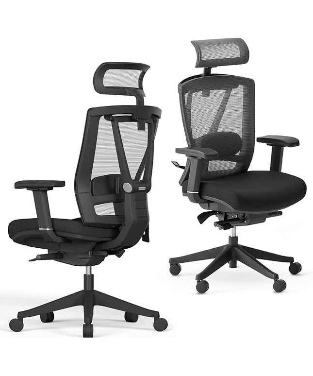 AUTONOMOUS ErgoChair Pro Ergonomic Office Chair Foam Black Adjustable Lumbar Support, Rolling Swivel - Home office Desk Chairs with Wheels and Arms - Ergonomic Desk Chair Comfy for Gaming & Long Hours