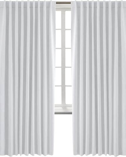 BGment White Curtains for Bedroom - 84 Inch Rod Pocket and Back Tab Thermal Insulated Room Darkening Curtains for Living Room, 2 Curtain Panels (70 x 84 Inch, Greyish White)