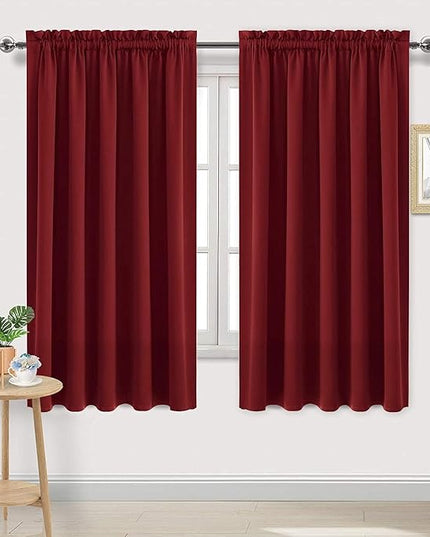 DWCN Blackout Curtains for Living Room Thermal Insulated, Energy Saving & Noise Reducing Bedroom Curtains, Amaranth Red, W 70x L 63 Inch, Set of 2 Rod Pocket Curtain Panels