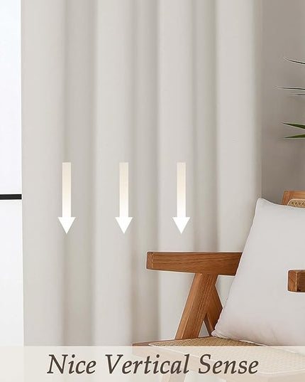 Gwine Natural Light Filtering Curtains for Bedroom 96 Inch Length, Room Darkening Energy Saving Black Out Curtains for Living Room, Window Treatment Drapes with Rod Pocket, Each 40" Wx96 L, 2PCS