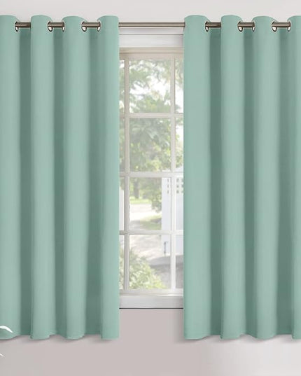 YoungsTex Light Sage Blackout Curtains 63 Inch Length for Bedroom - Grommet Thermal Insulated Drapes Darkening Privacy for Living Room Windows, 2 Panels, 52 x 63 Inch