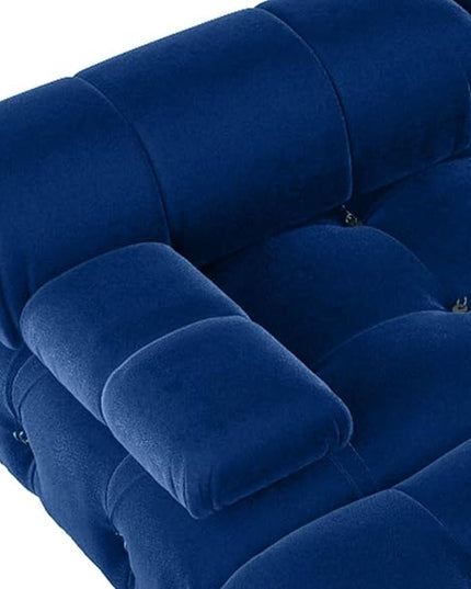 JACH 138" Modular Sectional Couches, U Shaped Minimalist Velvet Sofas, Convertible Sectional Sofa, Modern Comfy Couch with Chaise Ottomans for Living Room Apartment, (Blue)