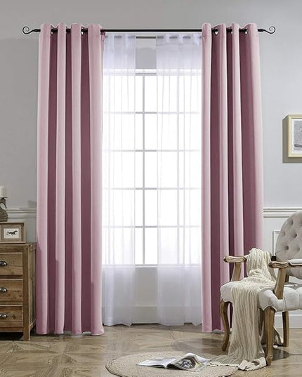 NICETOWN Blackout Curtains for Girls Room - Thermal Insulated Solid Grommet Room Darkening Curtains/Panels/Drapes for Bedroom/Patio (Lavender Pink=Baby Pink, 2 PCs, 52 by 95-Inch)