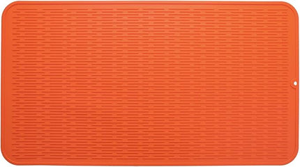 Silicone Dish Drying Mat for Multiple Usage,Easy clean,Eco-friendly,Heat-resistant Silicone Mat for Kitchen Counter or Sink,Refrigerator or Drawer Liner Orange 4XL 32 inches x 18 inches